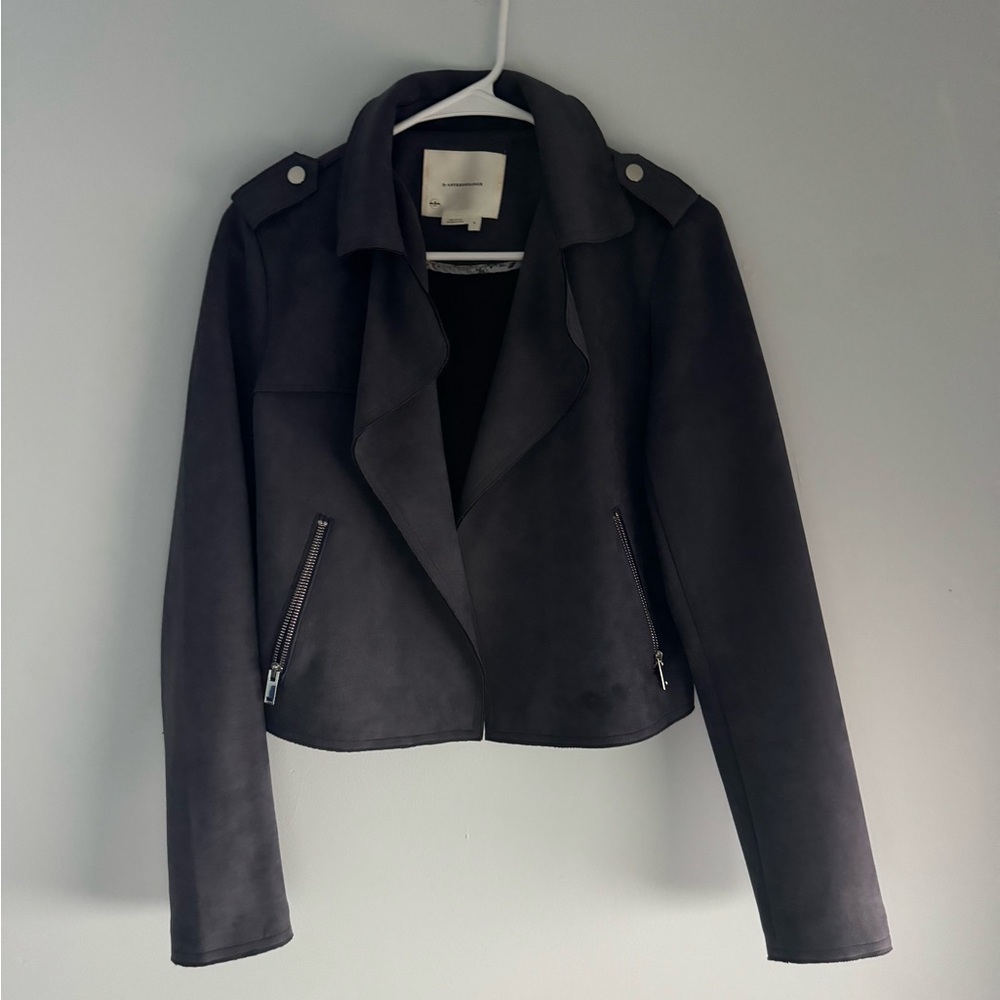 Anthropologie Gray/Blue Suede Jacket